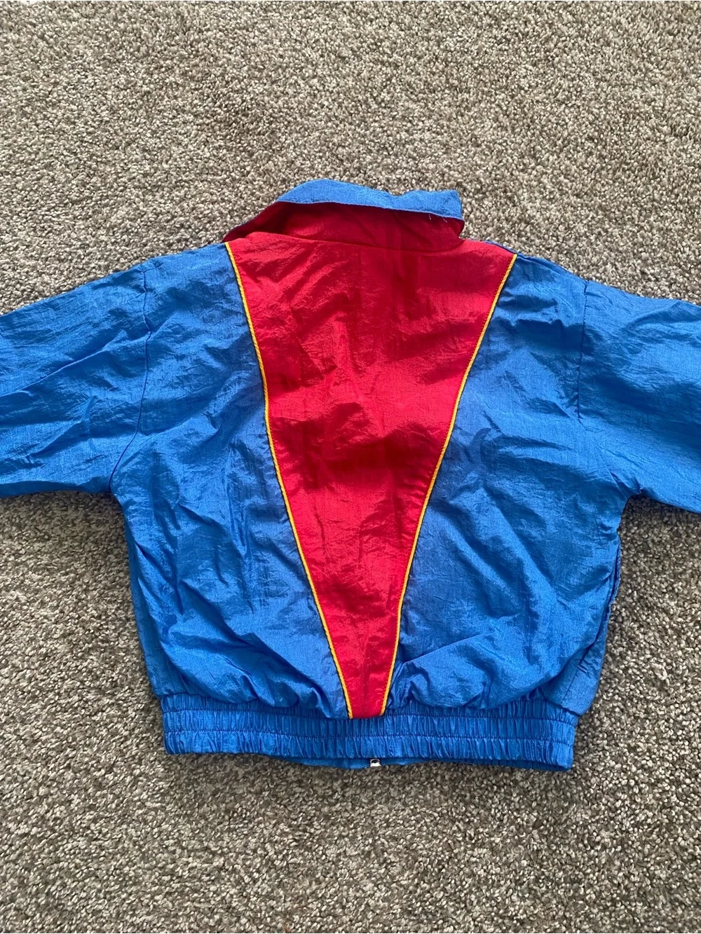 Vintage Bright Blue Colorblock Windbreaker Jacket with Sunburst